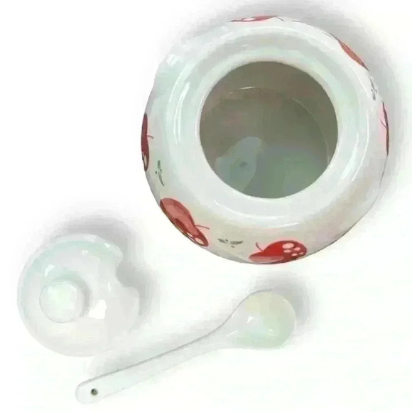 VTG Red Apple Ceramic Sugar Bowl Jam Jar - Picture 6 of 12